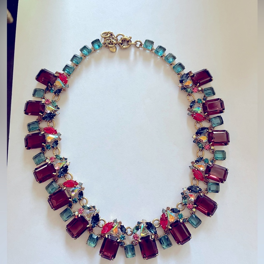 JCrew Necklace with red as main color and bright fun complementary colors.